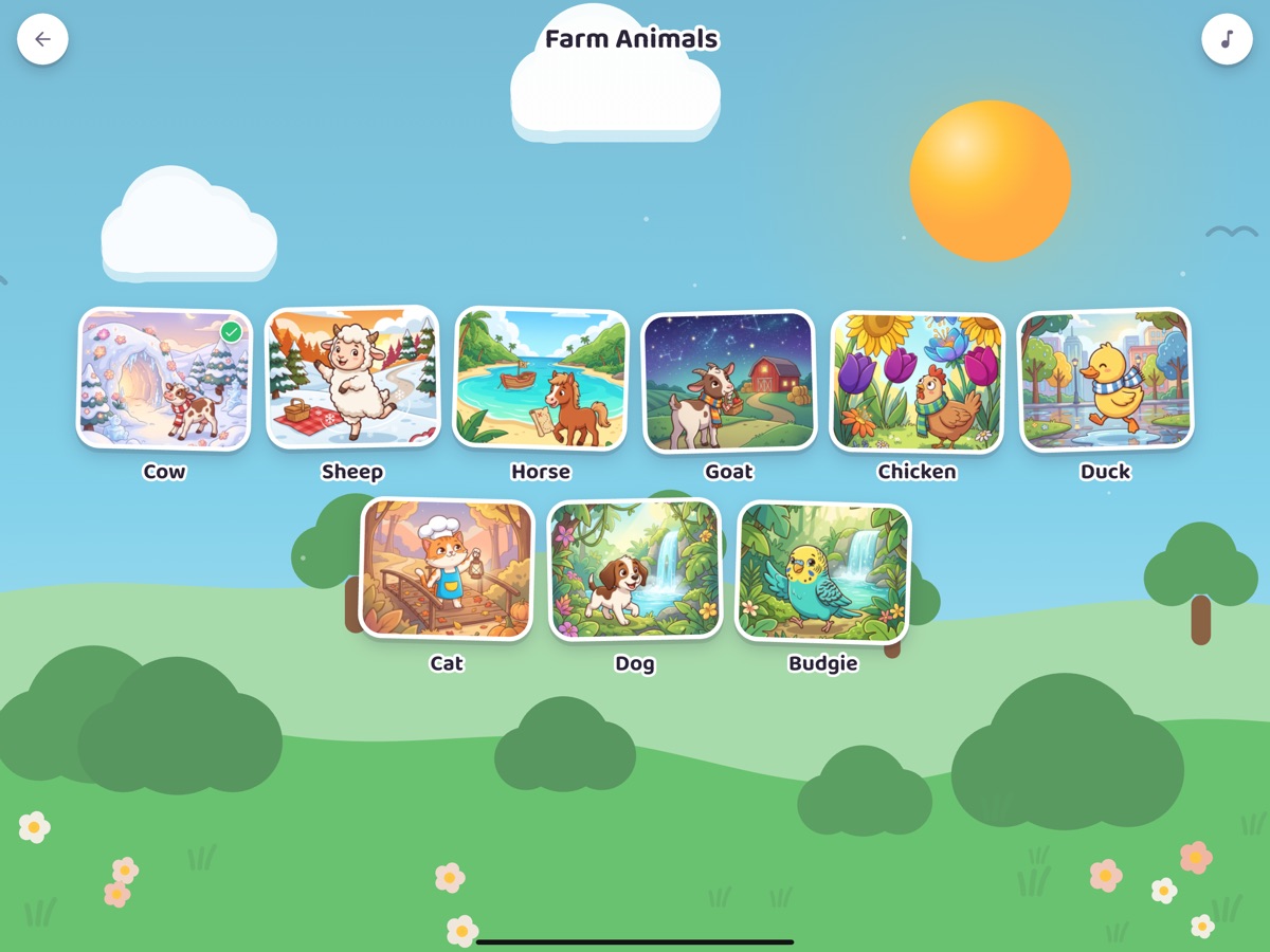 The list of puzzles in the wild animals category