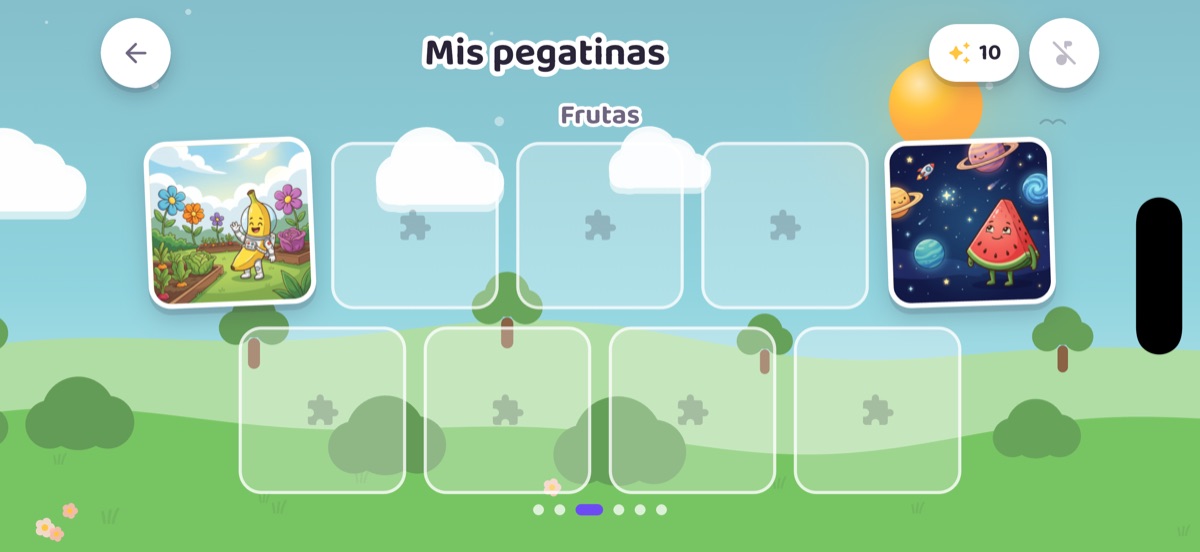 Álbum de pegatinas con las pegatinas que ha ganado el niño