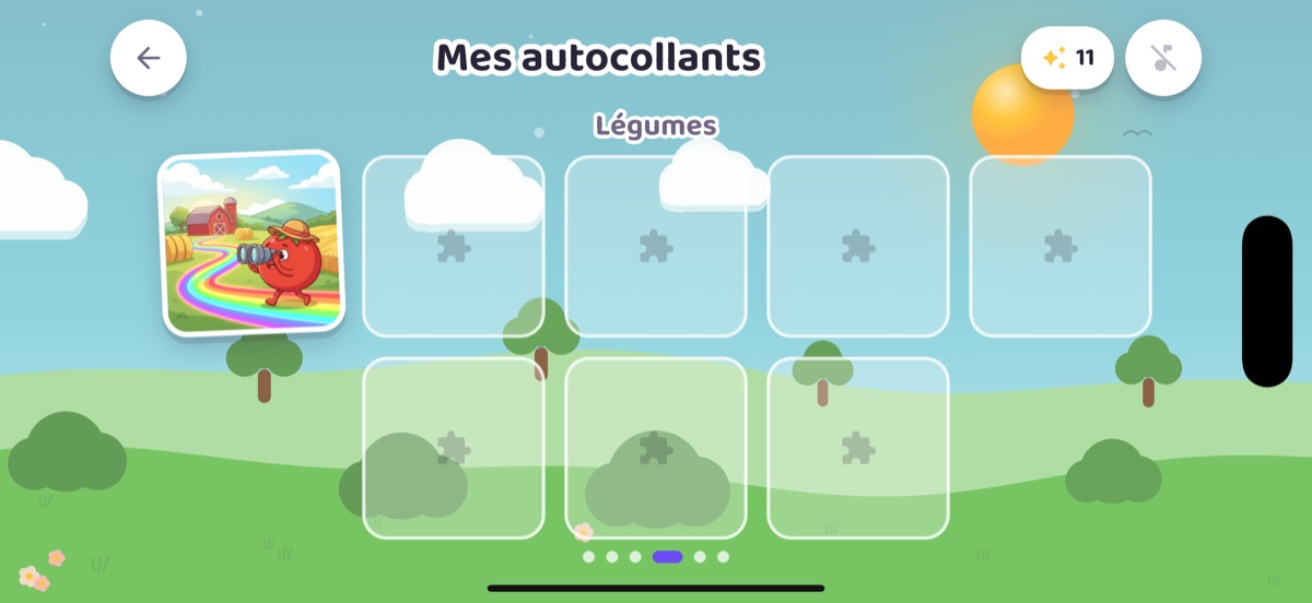 L'album d'autocollants gagnés par l'enfant