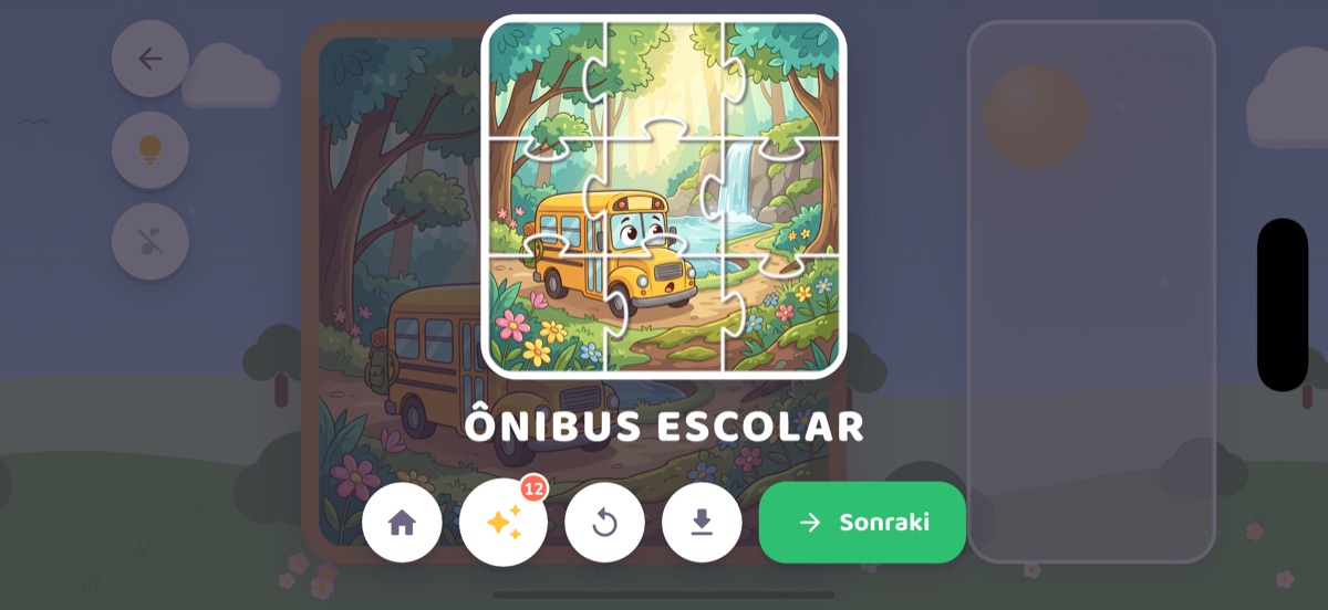 Ecrã de celebração: a imagem completa com a palavra por baixo